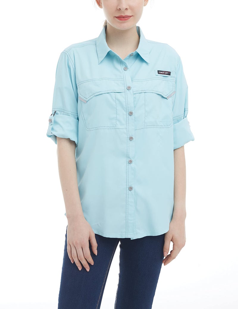 Little Donkey Andy Women's UPF 50+ UV Protection Shirt, Long Sleeve Fishing Shirt, Breathable and Fast Dry Blue L - Image 1
